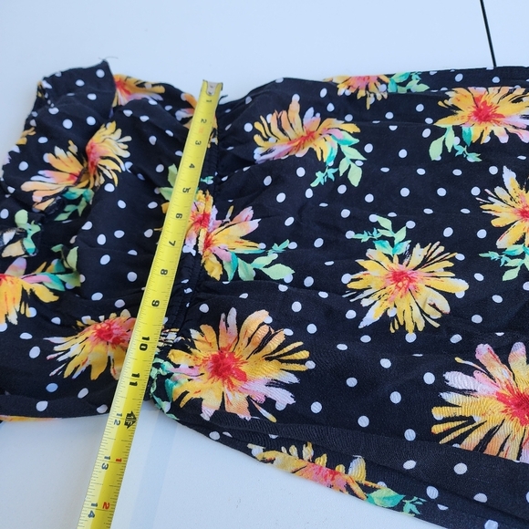 Bongo Maxi Dress Womens Black Yellow Sunflower Strapless Chic Floral Ruffle Sz S - Picture 11 of 13